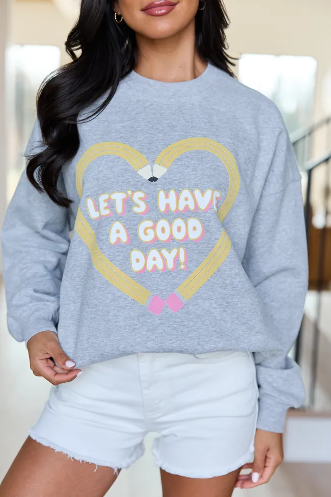 Pencil Heart Light Grey Graphic Sweatshirt sold by Pink Lily