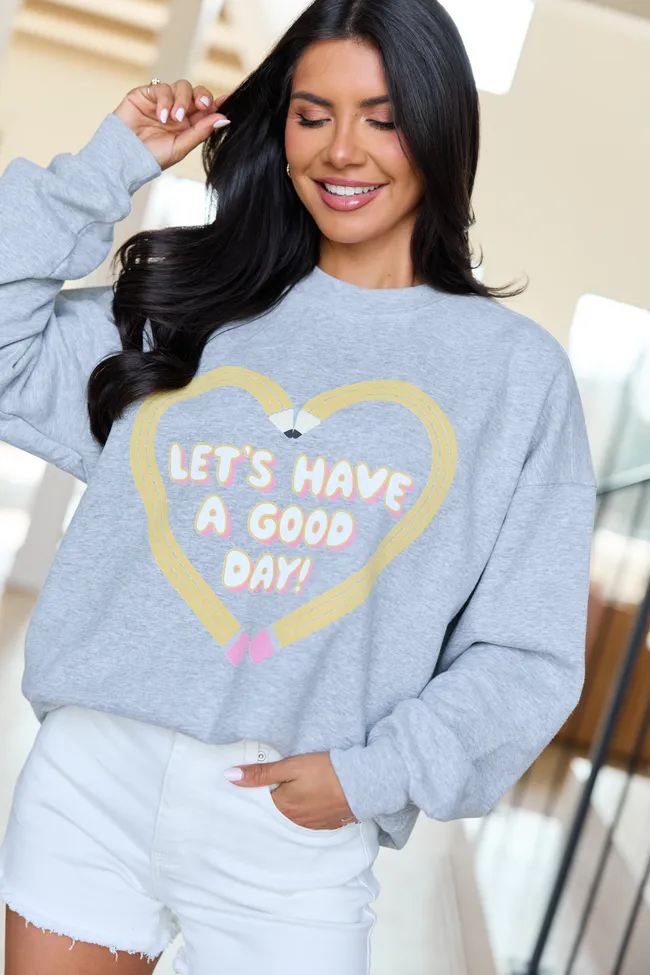 Pencil Heart Light Grey Graphic Sweatshirt sold by Pink Lily product image thumbnail 2