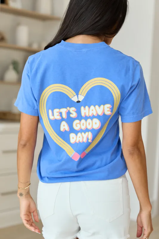 Pencil Heart Blue Graphic Tee made by Pink Lily