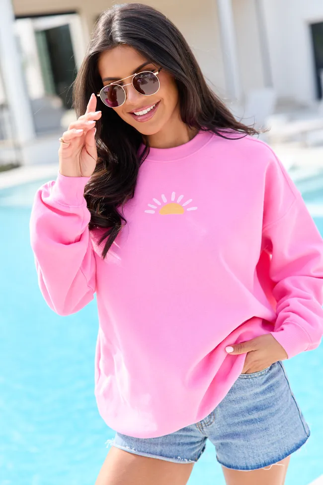 Sunshine On My Mind Pink Graphic Sweatshirt sold by Pink Lily product image thumbnail 3