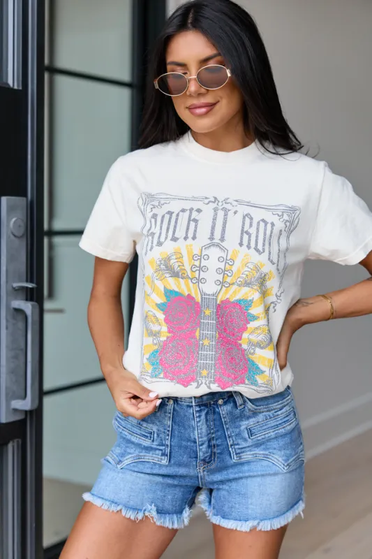 Rock N' Roll Ivory Graphic Tee made by Pink Lily