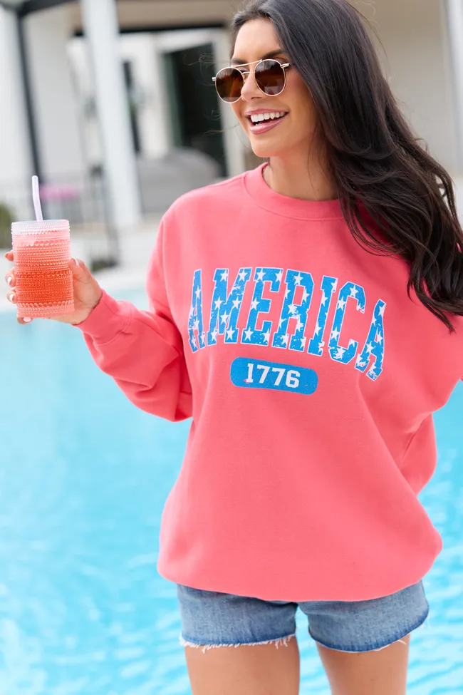 America Star 1776 Light Red Graphic Sweatshirt sold by Pink Lily product image thumbnail 4