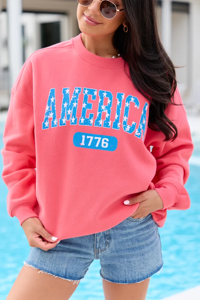 America Star 1776 Light Red Graphic Sweatshirt sold by Pink Lily product image thumbnail 2