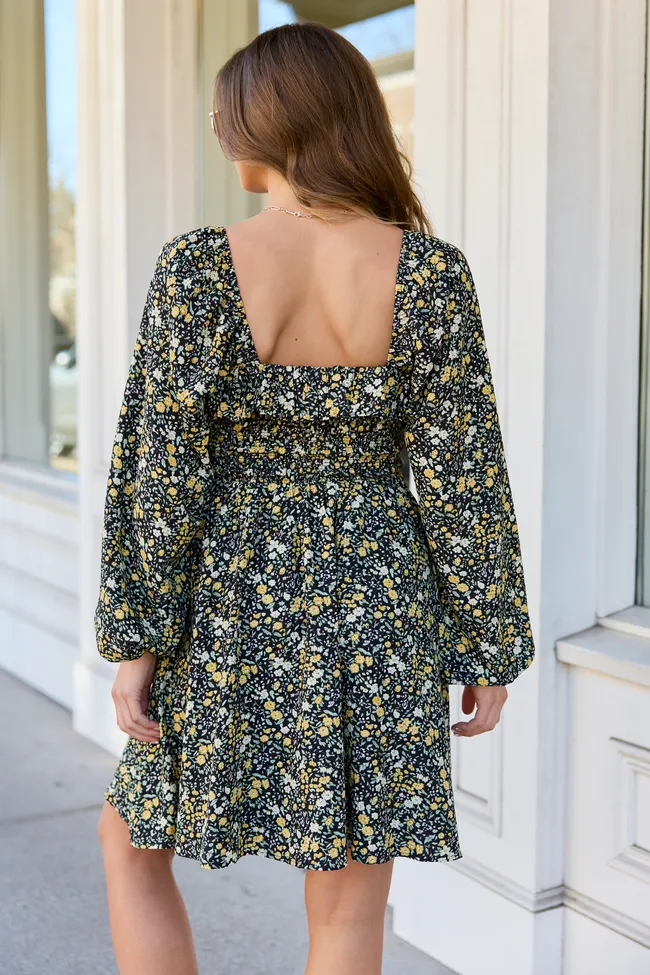Sophia Black Floral Smocked Top Dress SALE sold by Pink Lily product image thumbnail 4