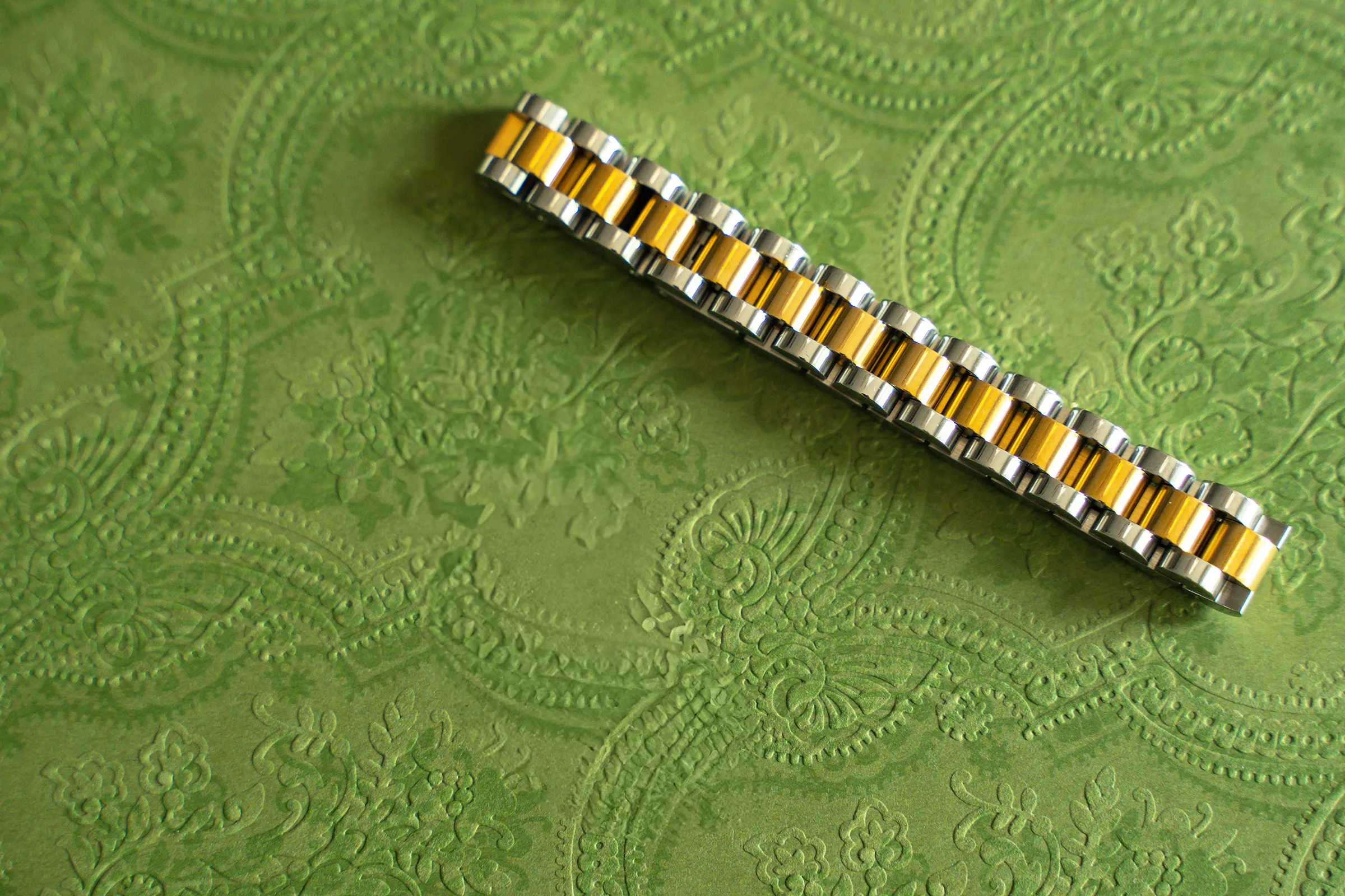 Vega Silver and Gold Band Bracelet sold by Pink Lily product image thumbnail 2