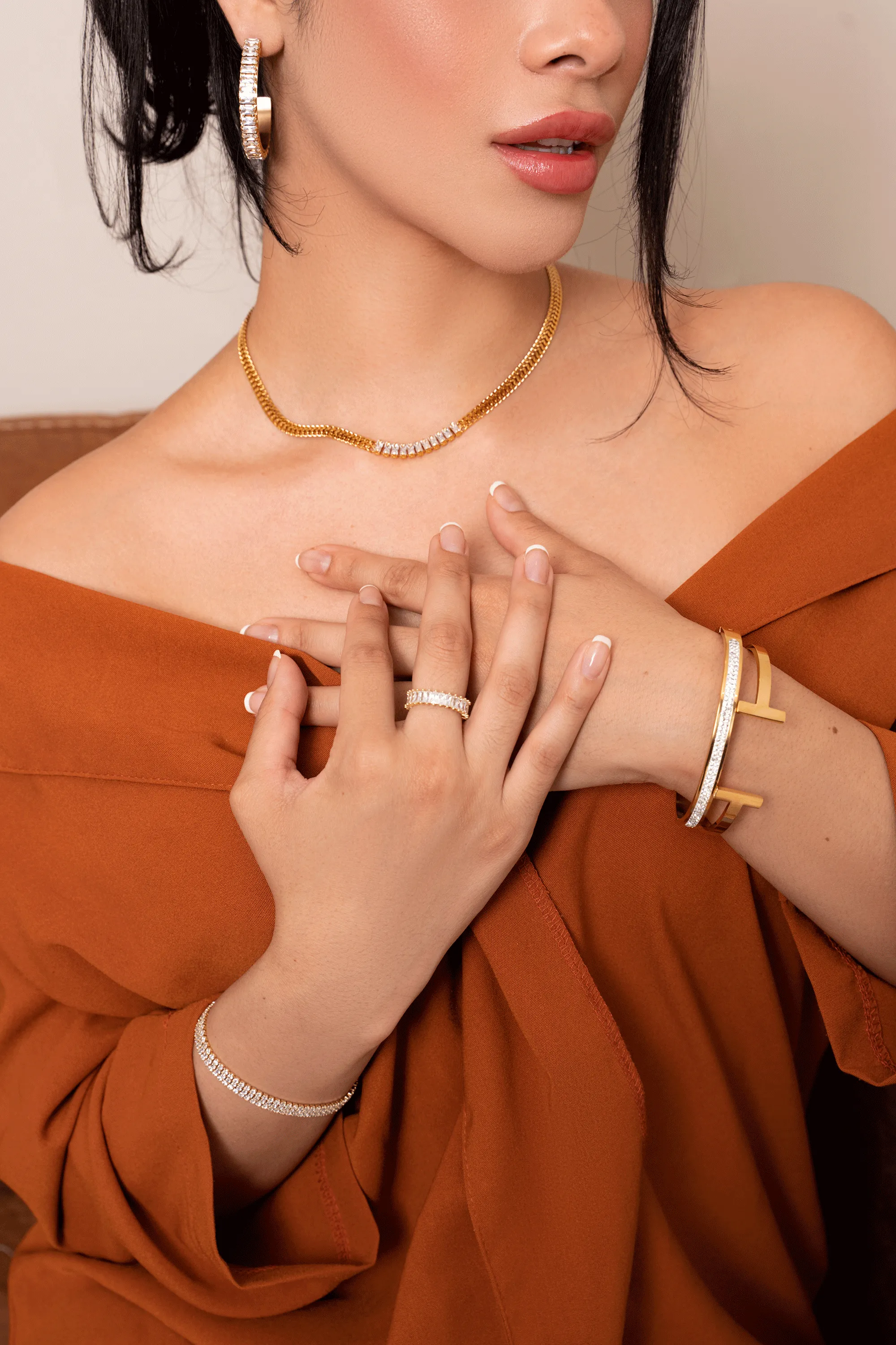 Cleo Gold Cuff Bracelet sold by Pink Lily product image thumbnail 5