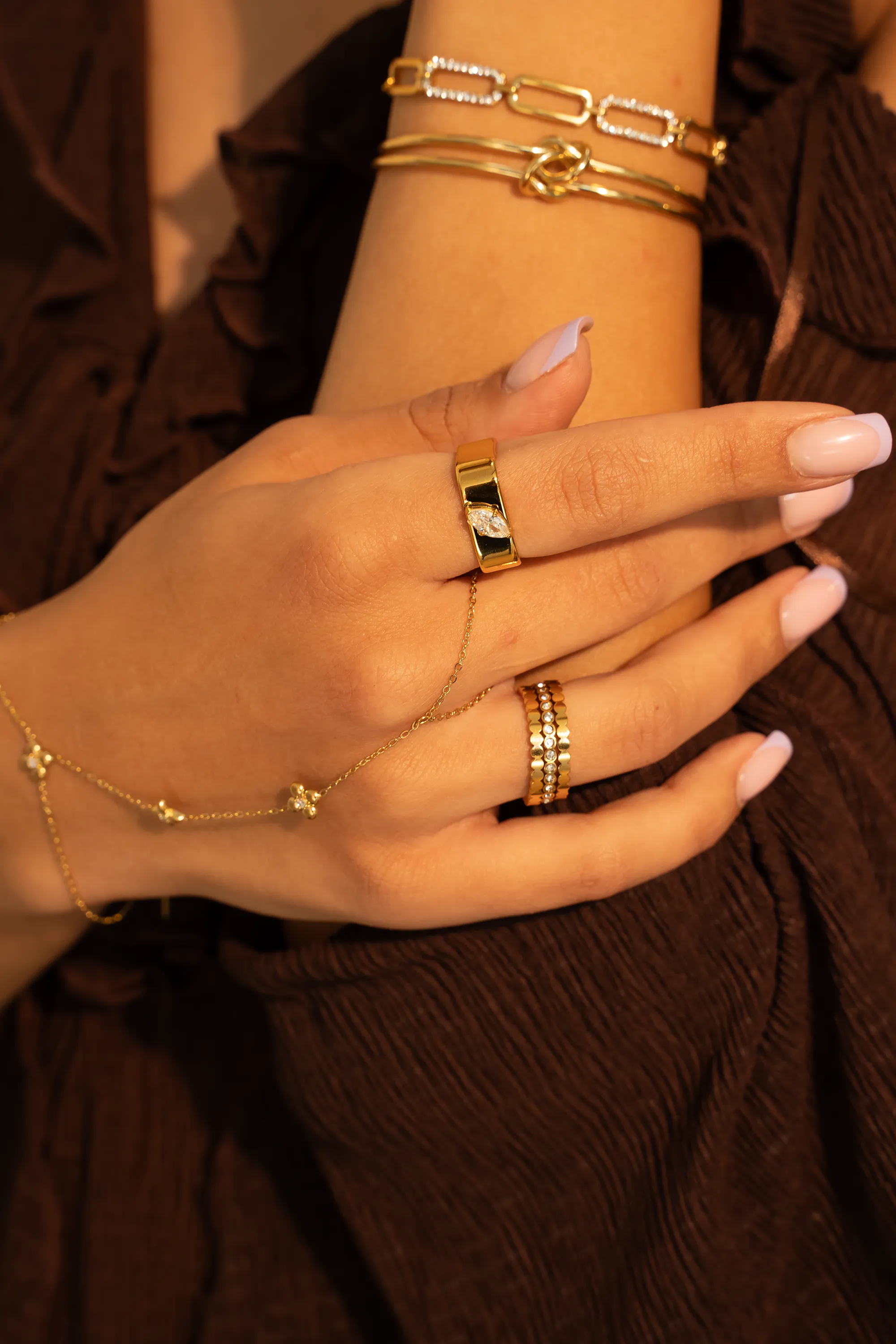Ellie Gold Stacking Ring Set sold by Pink Lily product image thumbnail 3