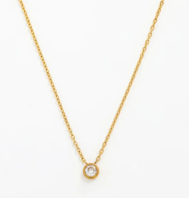 Emma Diamond Pendant Gold Necklace sold by Pink Lily