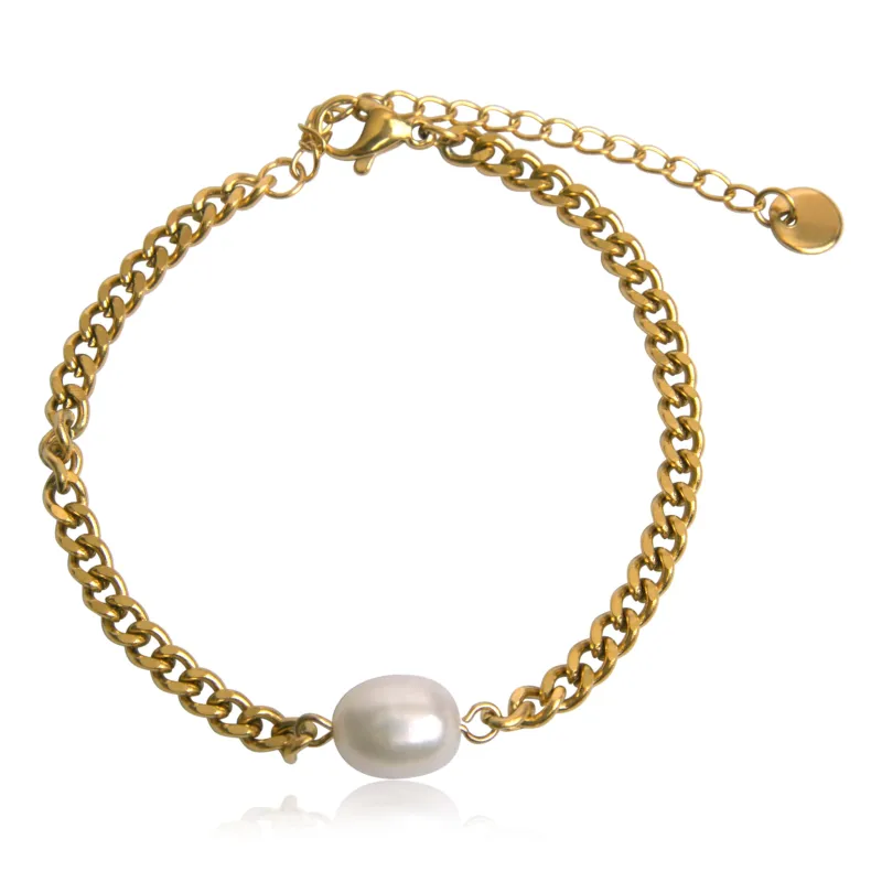 Izzy Pearl Gold Bracelet made by Pink Lily