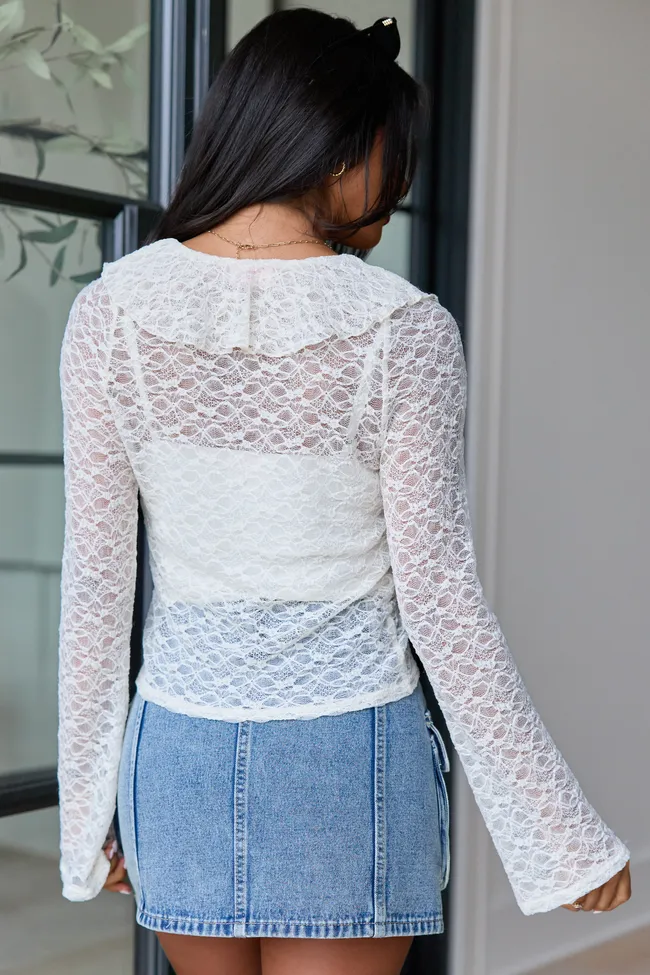 Gywneth Ivory Lace Mesh Cardigan Top sold by Pink Lily product image thumbnail 5