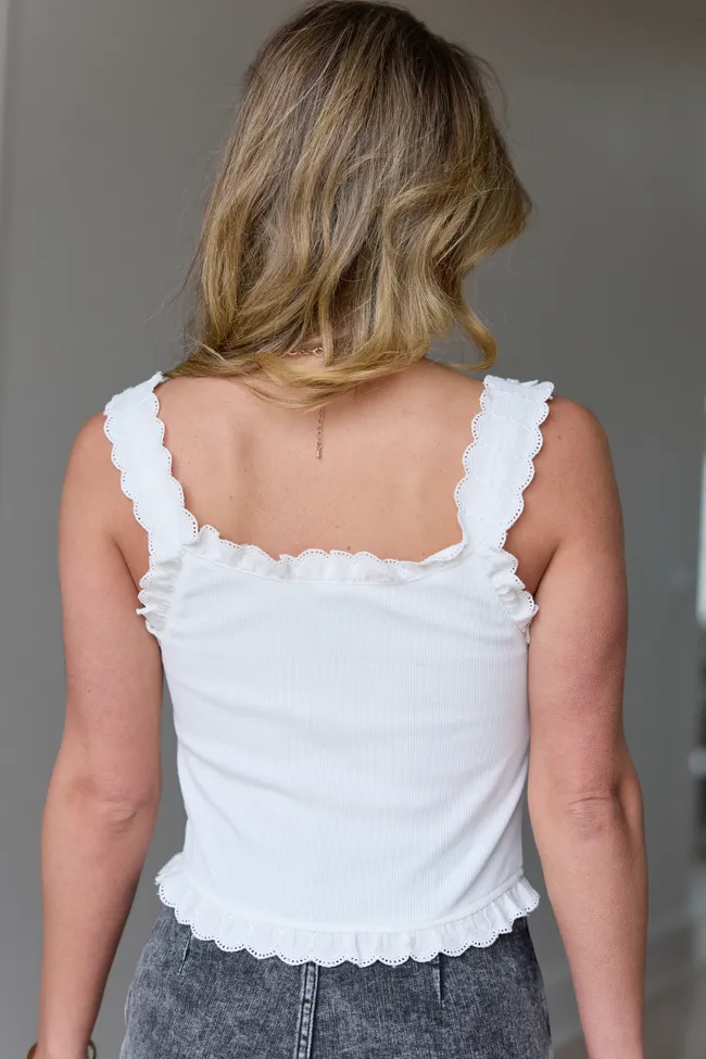 Athena White Lace Ruffle Trim Tank sold by Pink Lily product image thumbnail 5