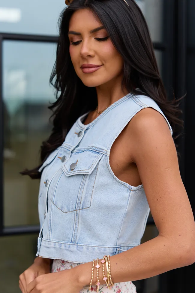 Anna Light Wash Denim Vest sold by Pink Lily product image thumbnail 4