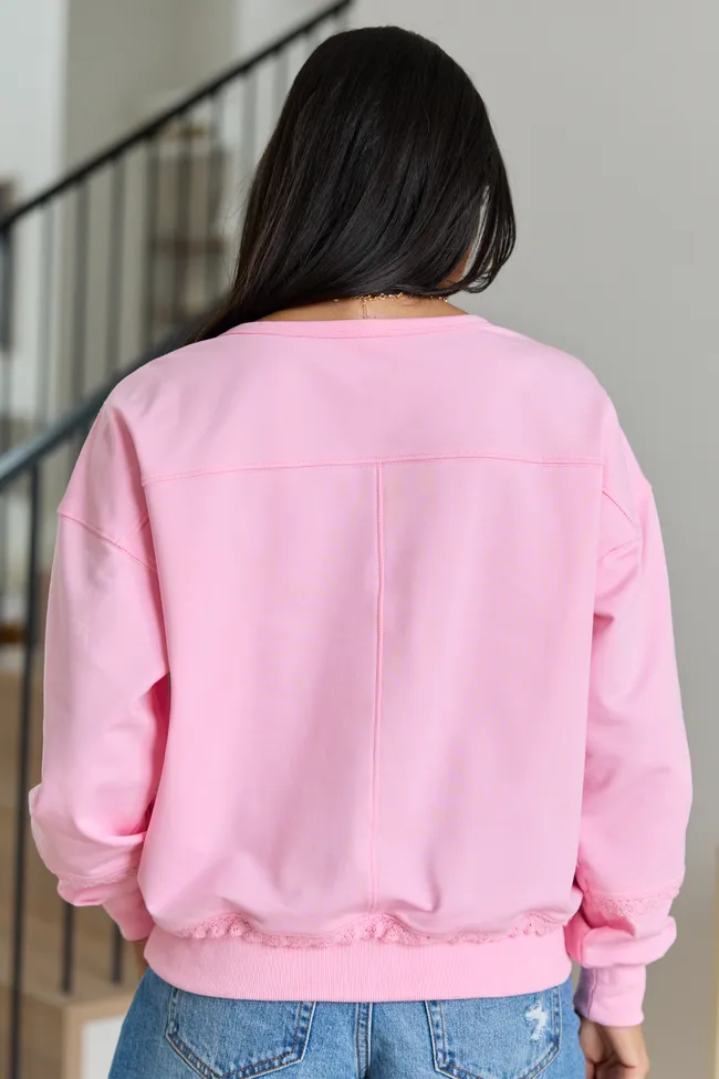 Scottie Pink Eyelet Trim Crewneck Top sold by Pink Lily product image thumbnail 4