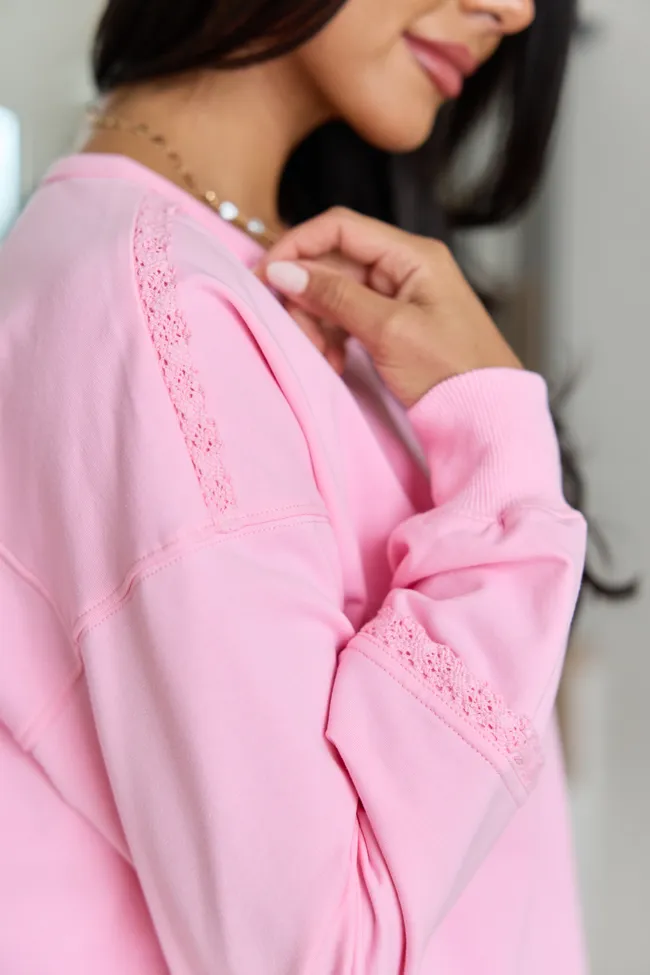 Scottie Pink Eyelet Trim Crewneck Top sold by Pink Lily product image thumbnail 5