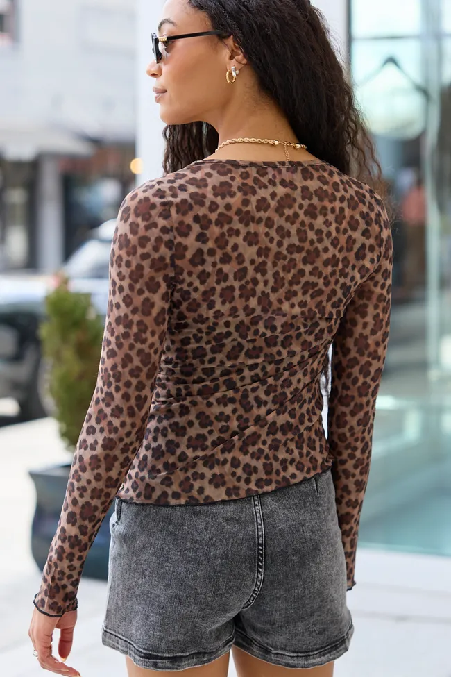 Vanessia Brown Leopard Print Mesh Top sold by Pink Lily product image thumbnail 5