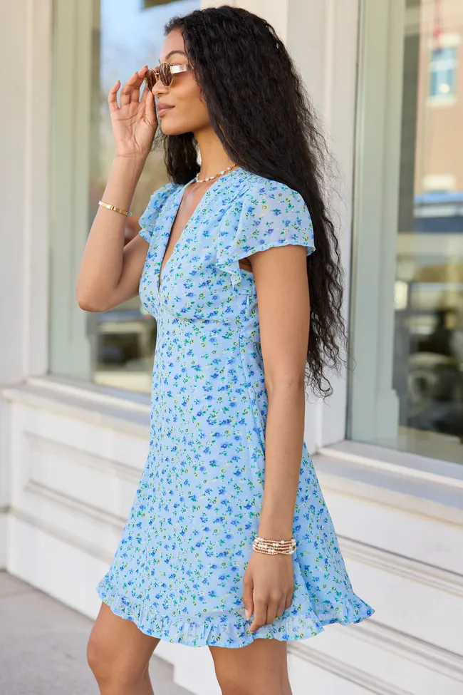 Amari Blue Floral Print Dress SALE sold by Pink Lily product image thumbnail 4
