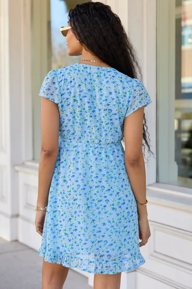 Amari Blue Floral Print Dress SALE sold by Pink Lily product image thumbnail 5
