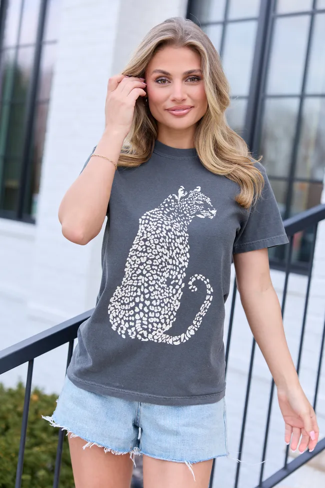 Leopard Dark Grey Graphic Tee sold by Pink Lily product image thumbnail 4