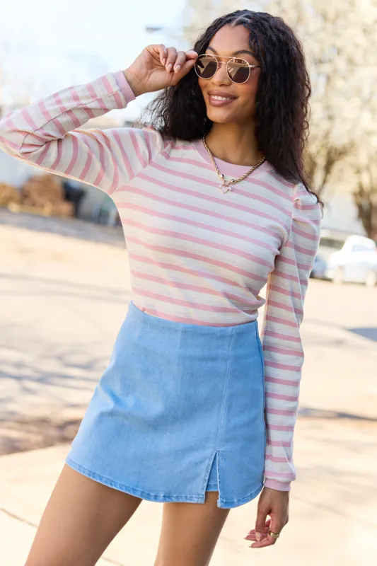 Ginger Pink Striped Puff Long Sleeve SALE made by Pink Lily