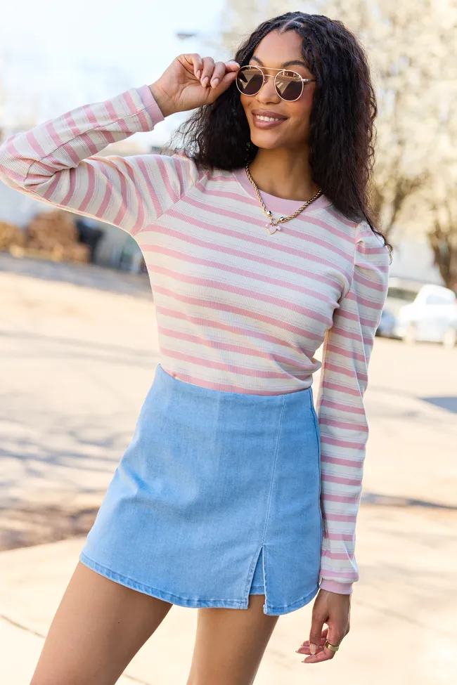 Ginger Pink Striped Puff Long Sleeve SALE sold by Pink Lily