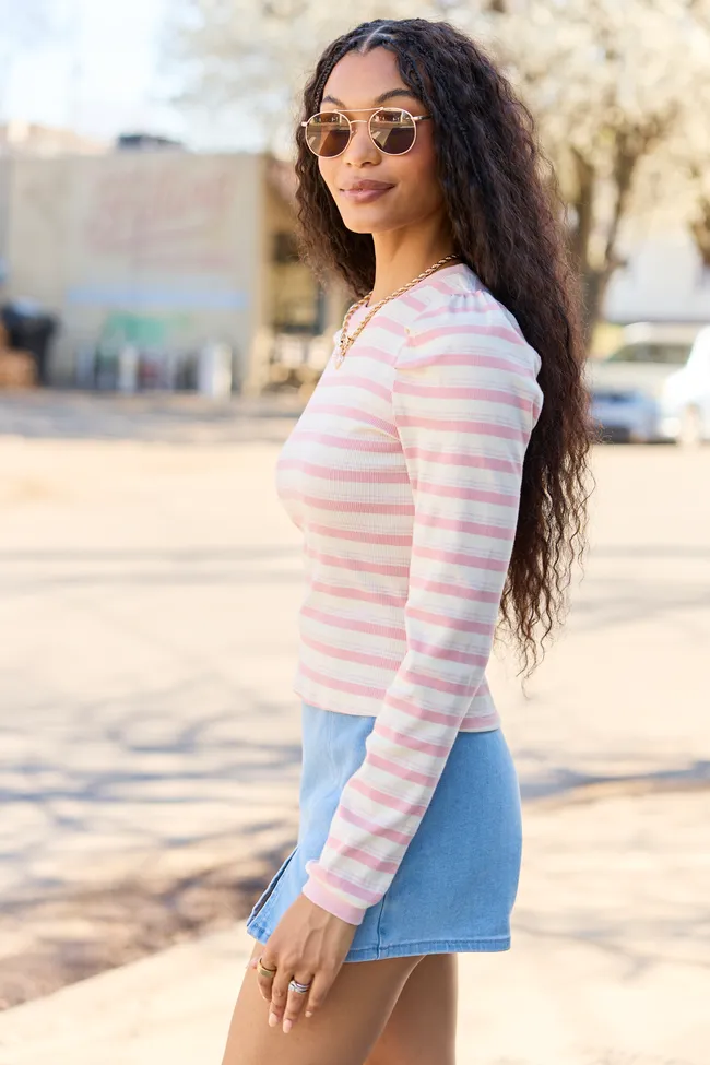 Ginger Pink Striped Puff Long Sleeve SALE sold by Pink Lily product image thumbnail 4