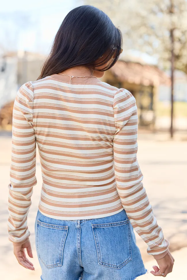 Ginger Brown Striped Puff Long Sleeve FINAL SALE sold by Pink Lily product image thumbnail 4