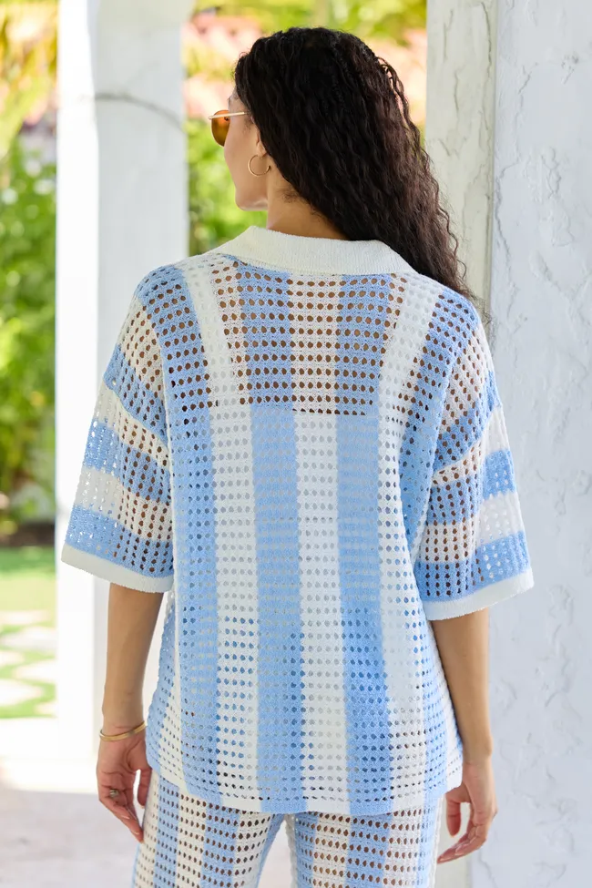 Blue Stripe Crochet Cover-Up Top sold by Pink Lily product image thumbnail 5