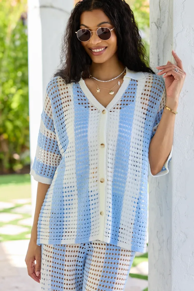 Blue Stripe Crochet Cover-Up Top sold by Pink Lily product image thumbnail 3