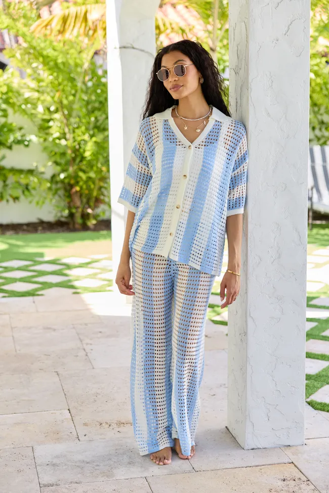 Blue Stripe Crochet Cover-Up Top sold by Pink Lily product image thumbnail 2