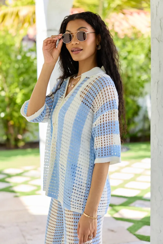 Blue Stripe Crochet Cover-Up Top sold by Pink Lily product image thumbnail 4