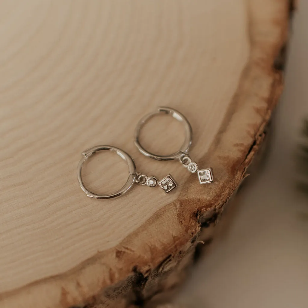 Willow Diamond Dangle Hoop Earrings sold by Pink Lily product image thumbnail 5