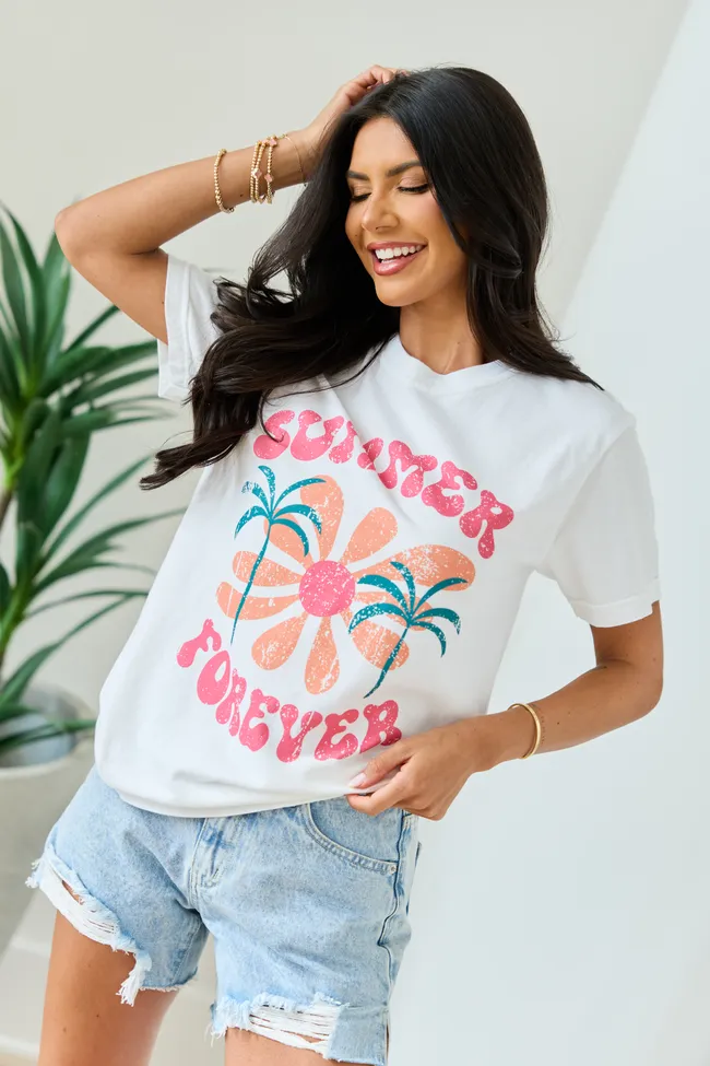 Summer Forever White Graphic Tee sold by Pink Lily product image thumbnail 4