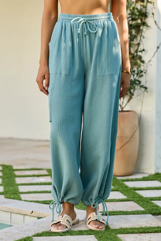Gwen Blue Gauze Harem Pant FINAL SALE sold by Pink Lily product image thumbnail 2