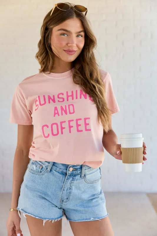 Sunshine And Coffee Orange Graphic Tee made by Pink Lily