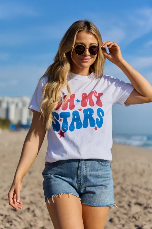 Oh My Stars White Graphic Tee made by Pink Lily