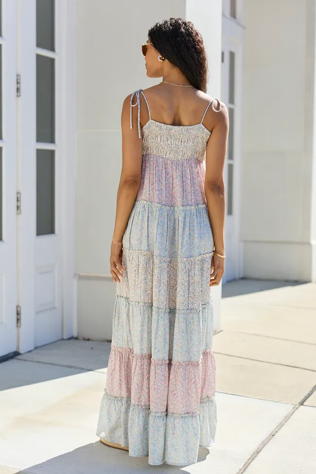 Essie Tiered Pastel Floral Tiered Maxi Dress sold by Pink Lily product image thumbnail 4