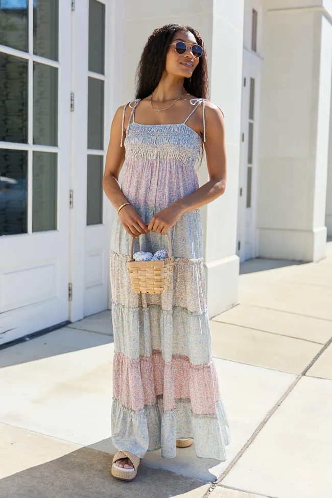 Essie Tiered Pastel Floral Tiered Maxi Dress sold by Pink Lily product image thumbnail 2