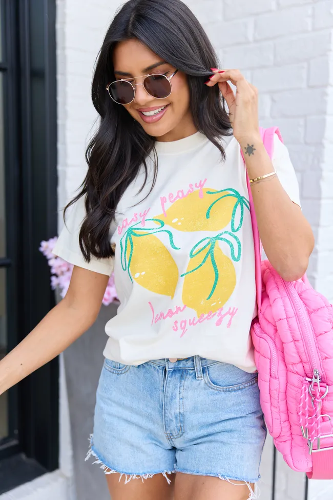 Easy Peasy Ivory Graphic Tee sold by Pink Lily