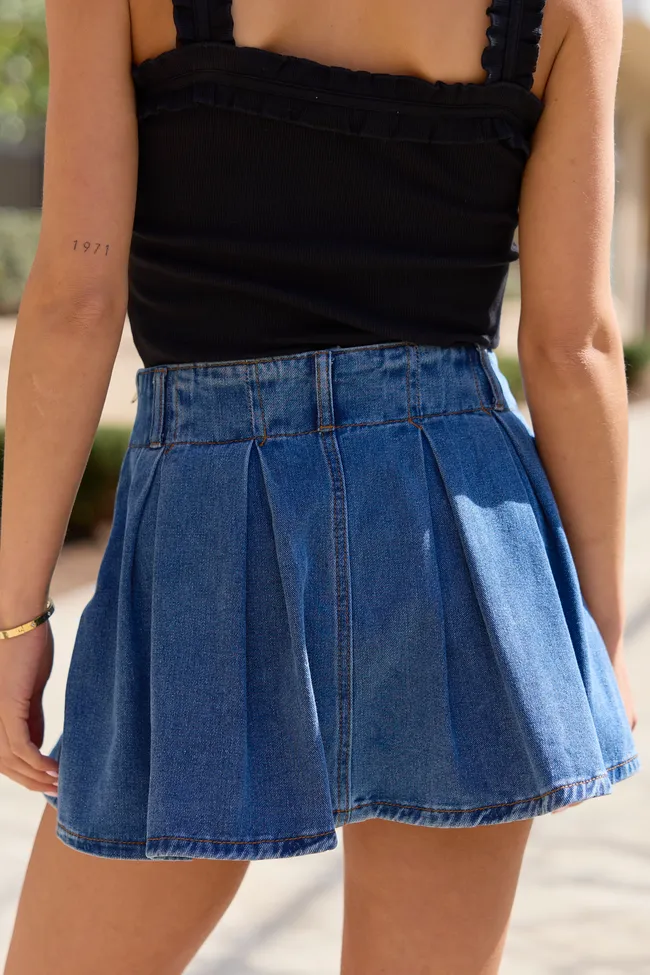 Spencer Pleated Denim Skort sold by Pink Lily product image thumbnail 4