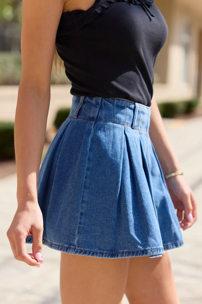 Spencer Pleated Denim Skort sold by Pink Lily product image thumbnail 3