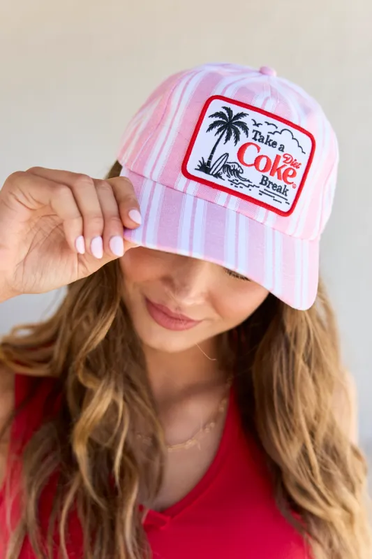 Diet Coke Pink Striped Trucker Hat made by American Needle