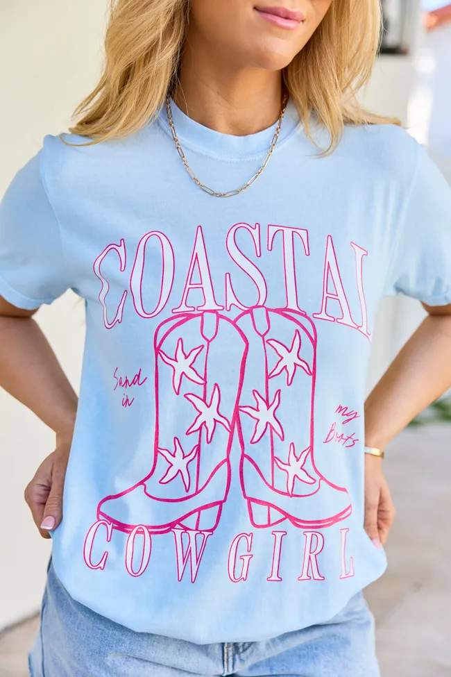 Coastal Cowgirl Boots Light Blue Graphic Tee sold by Pink Lily product image thumbnail 2