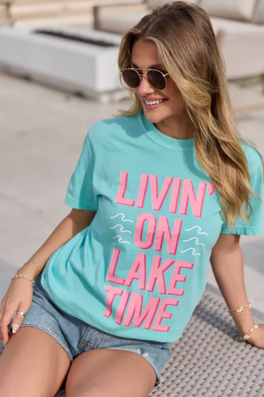 Livin' On Lake Time Mint Graphic Tee made by Pink Lily