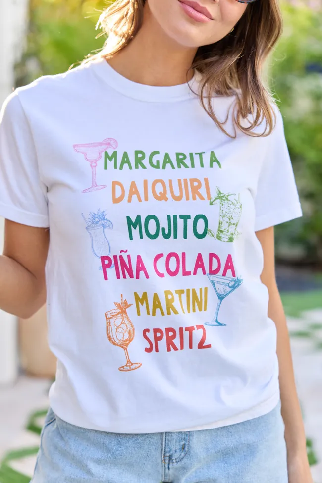 Drink List White Graphic Tee sold by Pink Lily product image thumbnail 2