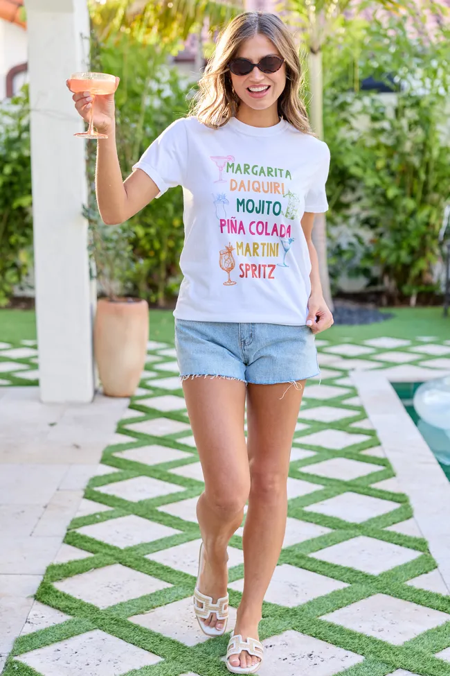 Drink List White Graphic Tee sold by Pink Lily product image thumbnail 3