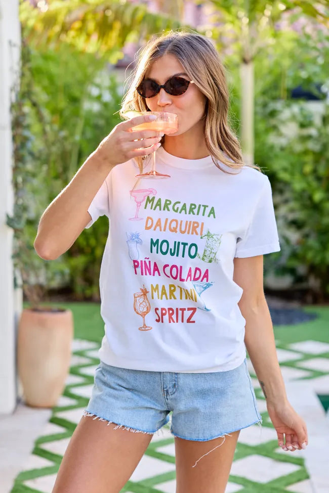 Drink List White Graphic Tee sold by Pink Lily product image thumbnail 4
