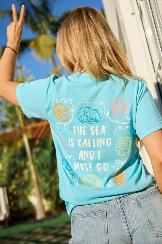 The Sea Is Calling Multi Mint Graphic Tee made by Pink Lily