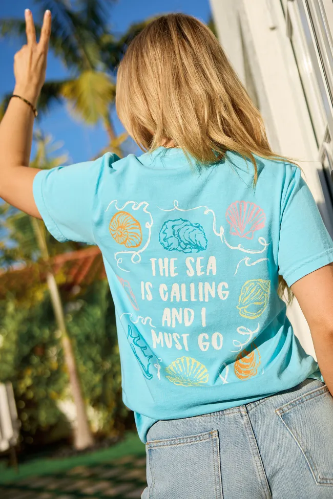 The Sea Is Calling Multi Mint Comfort Colors Graphic Tee sold by Pink Lily