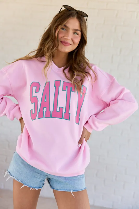 Salty Block Light Pink Graphic Sweatshirt made by Pink Lily