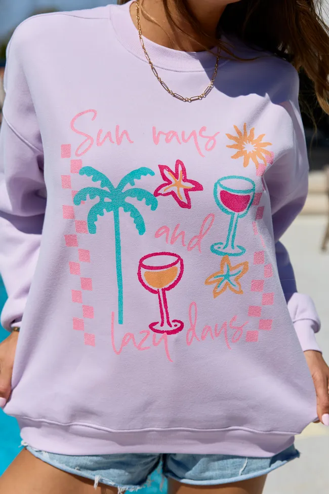 Sun Rays And Lazy Days Purple Graphic Sweatshirt sold by Pink Lily product image thumbnail 5